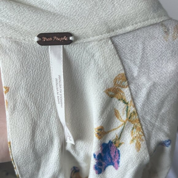 Free People Floral Mock Neck Mini Dress NWT L Ivory Cream Backless - Picture 11 of 15